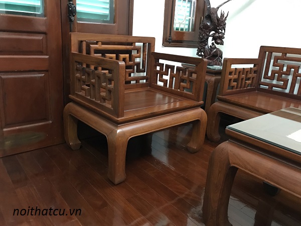 bộ bàn ghế gỗ hương lào chữ vạn