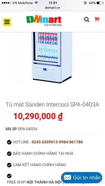 thanh lý tủ mát Sanden Intercool 380lít nhập khẩu